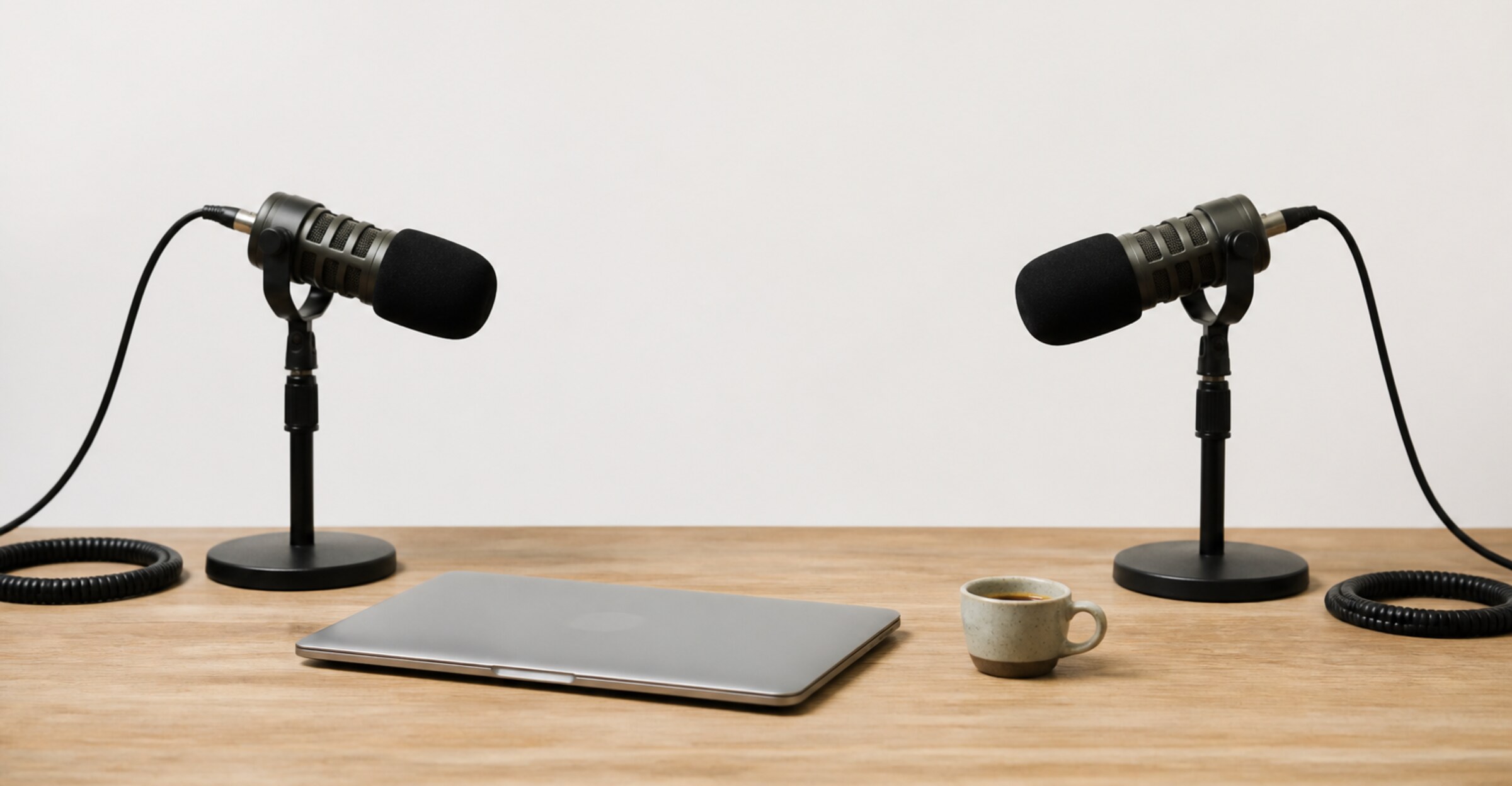 Indie Dev Talks studio — two microphones set for a conversation